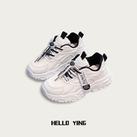温小影（HELLO YING）童鞋透气网面儿童运动鞋2023夏季新款男童网鞋子女童老爹鞋 黑色(双网) 31码内长19cm