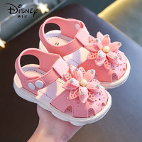 迪士尼（Disney）2023新款宝宝凉鞋1-3岁软底婴幼儿学步鞋夏季女童公主小女孩鞋子 小花朵凉鞋-粉色 21码内长13.0cm(约1周半)