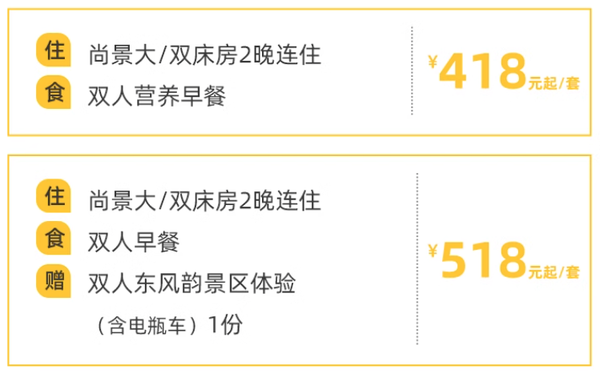 打卡天然温泉泡汤，领略东风韵风采！弥勒尚景酒店 尚景大/双床房2晚连住套餐（含双早）