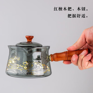 容山堂耐热玻璃侧把小青柑煮茶器煮茶壶电陶炉套装泡茶烧水壶茶炉 四杯鱼跃煮茶器+水立方电陶炉