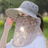 格诺菲驰（GONOFECI）高尔夫帽子女士夏季新款户外遮阳帽防晒帽面罩透气薄款面纱太阳帽 咖啡色 均码