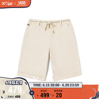 VANS范斯官方 女子梭织短裤简约米白色春季彩虹腰带 米白色 26