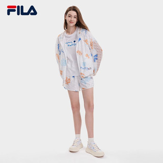 斐乐（FILA）官方女子针织短裤2023秋新款蕾丝提花满印时尚休闲短裤 满印一-ZA 155/58A/XS