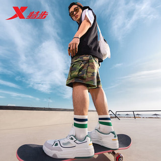 XTEP 特步 街头板鞋运动鞋男款休闲板鞋877219310006帆白/丝绒松木色45码