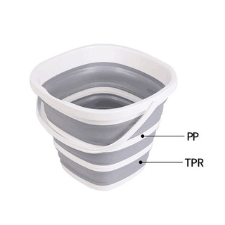 川代便携式可折叠水桶旅行车用钓鱼户外大号加厚升级款 10升灰白色