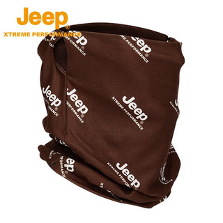 Jeep（吉普）弹力透气保暖多功能面罩围脖套骑行面罩冬季防寒保暖男士护颈头套 棕色