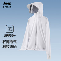 JEEP吉普 防晒衣男女防紫外线冰丝防晒服 LB2399女白色/护目3XL