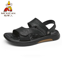稻草人（MEXICAN）凉鞋男凉鞋沙滩鞋男士沙滩鞋男飞织凉鞋男 101DT3506 黑色 43