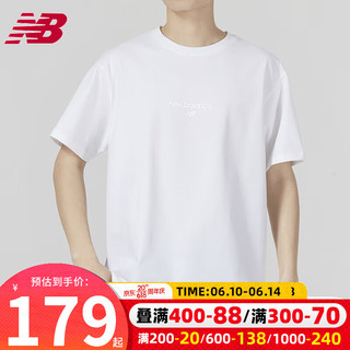 NEW BALANCE男装女装 2023夏季运动服健身训练潮流时尚舒适透气圆领短袖T恤 AMT31546-WT XS