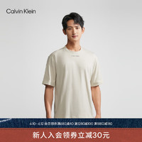 Calvin Klein 运动23春季男士简约字母印花跑步健身圆领宽松短袖T恤4MS3K122 100-月光白 S