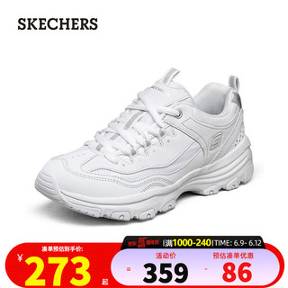 SKECHERS斯凯奇女鞋夏夏新款运动鞋减震舒适透气耐磨老爹鞋休闲白色熊猫鞋 37码以上偏大半码/柔软鞋垫 35.5/22.5/5.5