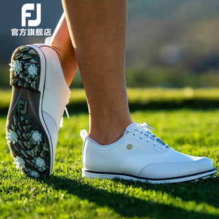 Footjoy高尔夫球鞋女鞋 FJ Premiere新款女士golf可拆卸流苏款有钉鞋防滑 白银99043 35