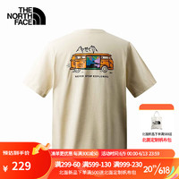 The North Face23春夏北面T恤男款户外舒适透气纯棉地球元素印花短袖81N2/7WF8 3X4卡其色/88BR S