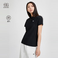 KOLON SPORT/可隆POLO衫 女子户外网孔透汽运动露营休闲上衣短袖 LKPT3MN218-BL 黑 175/XL