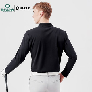 HELIX 喜力克斯 高尔夫服装新款男士舒适透气长袖polo衫golf运动上衣 H60240黑色 L