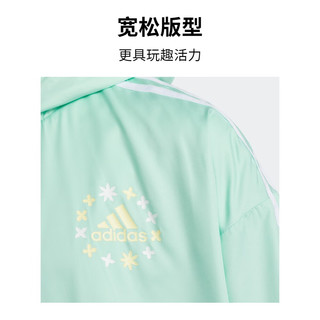 adidas阿迪达斯官方轻运动女大童夏季新款防晒UPF50+连帽夹克外套 简单绿/白 128CM