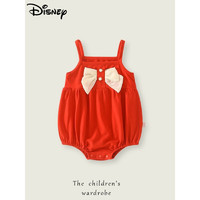 迪士尼（Disney）婴儿夏装衣服女宝宝吊带连体衣百天满月哈衣夏季周岁百日宴包屁衣 红色 66cm