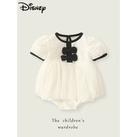 迪士尼（Disney）网红洋气女宝宝公主裙夏季满月百天哈衣裙婴儿超萌连体包屁衣裙子 白色 80cm