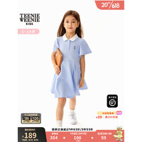 TEENIE WEENIE Kids小熊童装女童23年夏新POLO蝴蝶袖修身连衣裙 蓝色 150cm