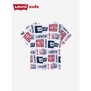 Levi's李维斯童装23夏季新品男童短袖T恤经典logo满印上衣 明亮白 110/52(4)