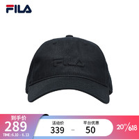 FILA 斐乐 官方棒球帽情侣款2023春新款时尚休闲简约鸭舌帽遮阳帽 正黑色-BK XS