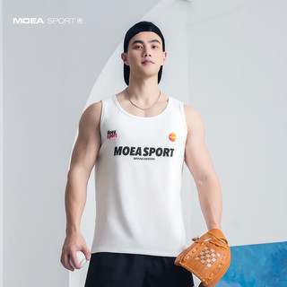 墨立方（MOEA）墨立方升级冰瓷棉运动背心男士冰感透气跑步无袖训练健身衣服坎肩 白色 180/100A/XL