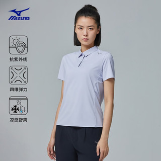 美津浓（MIZUNO） 商务运动简约百搭短袖翻领女子透气休闲短袖POLO衫 09/黑色 L