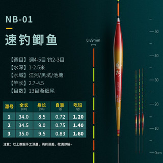 小凤仙凤权多水域垂钓高灵敏多型号浮漂温差不变目荧光醒目尾加固防爆顶 NB-01速钓鲫鱼 吃铅约1.2-1.6g 1号漂1支