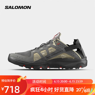 萨洛蒙（Salomon）男款 户外运动休闲舒适日常透气轻便溯溪凉鞋 TECHAMPHIBIAN 5 中灰色 471149 UK6.5 (40)