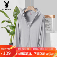 花花公子（PLAYBOY PHYSICAL）防晒衣UPF50+户外休闲百搭防紫外线皮肤衣 YXR2366女玉石灰2XL