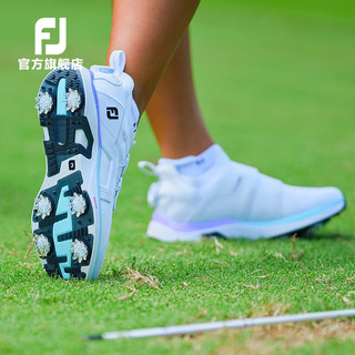 Footjoy高尔夫球鞋女士FJ 23新款有钉鞋HyperFLex golf球鞋轻量防泼水 白/紫/蓝 98170 8=39码