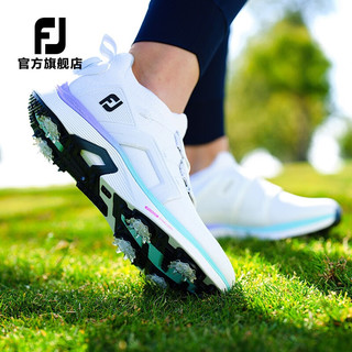 Footjoy高尔夫球鞋女士FJ 23新款有钉鞋HyperFLex golf球鞋轻量防泼水 白/紫/蓝 98170 8=39码