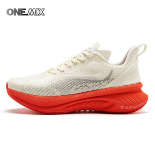 ONEMIX避震鞋轻量运动跑步鞋2023网面透气运动鞋男专业跑步鞋女 宝石捷白 41