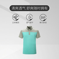 P&TGOLF新款短袖男士高尔夫运动T恤高弹速干polo球衣 绿色/沙色 M