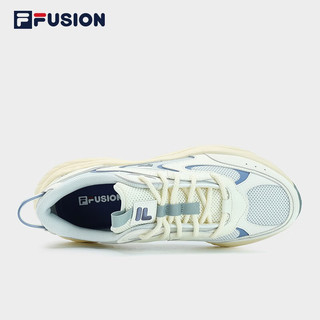 FILA FUSION斐乐潮牌CONCH DX男鞋复古潮鞋2023夏新款轻便跑步鞋 雾珠灰/乡村蓝-FC 42.5