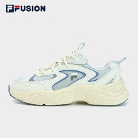 FILA FUSION斐乐潮牌CONCH DX男鞋复古潮鞋2023夏新款轻便跑步鞋 雾珠灰/乡村蓝-FC 42.5