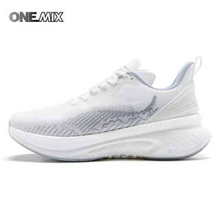ONEMIX避震鞋轻量运动跑步鞋2023网面透气运动鞋男专业跑步鞋女 宝马白 41