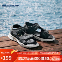 Skechers2023年夏季男子鞋户外沙滩鞋透气软底魔术贴凉鞋 237286-BLK 黑色 45