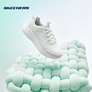 斯凯奇skechers官方女子轻奇跑步鞋小白鞋弹绑带运动鞋 149998-WHT 白色 37.5