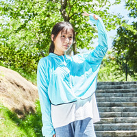 闽超披肩防晒衣女春夏亲子沙滩遮阳服薄款女电动车防晒衣骑行面罩衣 亲子款防晒衣-大人蓝色