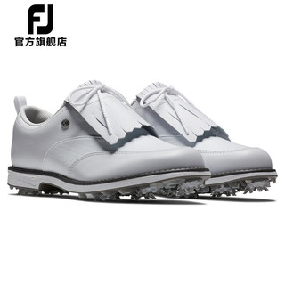 Footjoy高尔夫球鞋女鞋 FJ Premiere新款女士golf可拆卸流苏款有钉鞋防滑 白黑99040 36.5