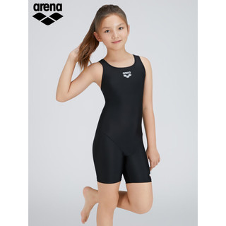 阿瑞娜（arena）2023新款儿童泳衣青少年女孩平角连体游泳衣专业训练舒适泳装 黑色(BLK) 150(150/75)