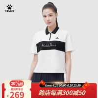 卡尔美（KELME）短袖POLO衫女2023夏季新款透气舒适网球运动休闲通勤宽松翻领T恤 光亮白 S