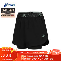 亚瑟士ASICS运动短裤2-N-1女子跑步4英寸时尚透气运动裤 2012C843-001 黑色 S