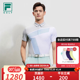 斐乐（FILA）高尔夫男子菁英针织短袖POLO衫2023夏新款高尔夫运动翻领上衣男士 碳银灰-GY 185/104A/XXL