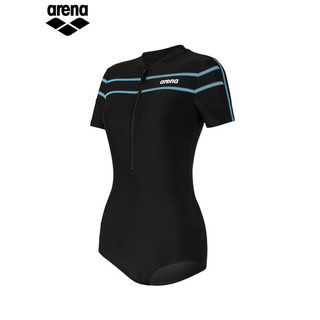 阿瑞娜（arena）2023新款女士三角连体泳衣 温泉游泳衣遮肚显瘦泳装 黑色(BLK) M(160/85)