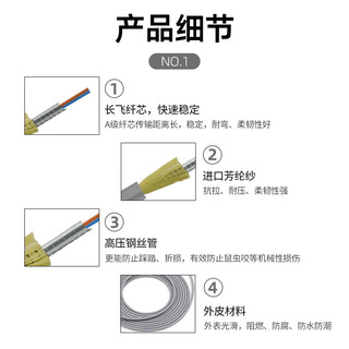 优普连 电信级铠装光纤跳线SC-SC 1米多模双芯带铠尾纤 防鼠咬凯甲钢丝抗压抗拉