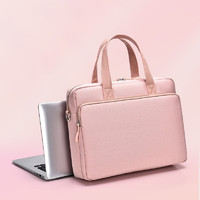晴熙好看的电脑包手提大容量气囊时尚女生适用联想14/15英寸笔记本包 浅粉色 14.1英寸
