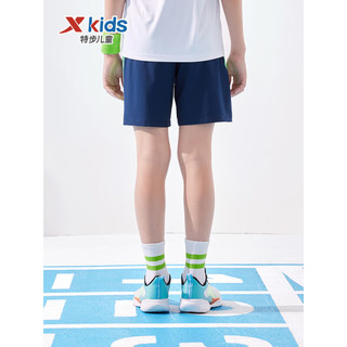 特步（XTEP）儿童童装男童跑步系列梭织运动五分裤 深奥蓝 130cm
