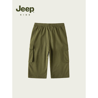 Jeep吉普童装男童七分裤2023夏季新款儿童裤子中大童休闲洋气工装裤 军绿色 170cm